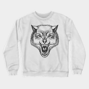 Hand Drawn Wolf Head Crewneck Sweatshirt